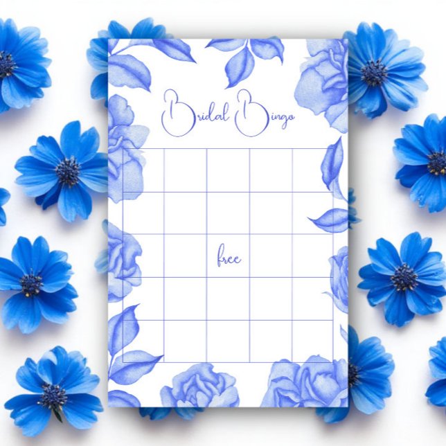 Papier Blue Flowers Bridal shower bingo game (Créateur téléchargé)