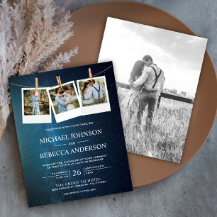 Papier Blue Galaxy Espace photo Budget Faire-part de mari