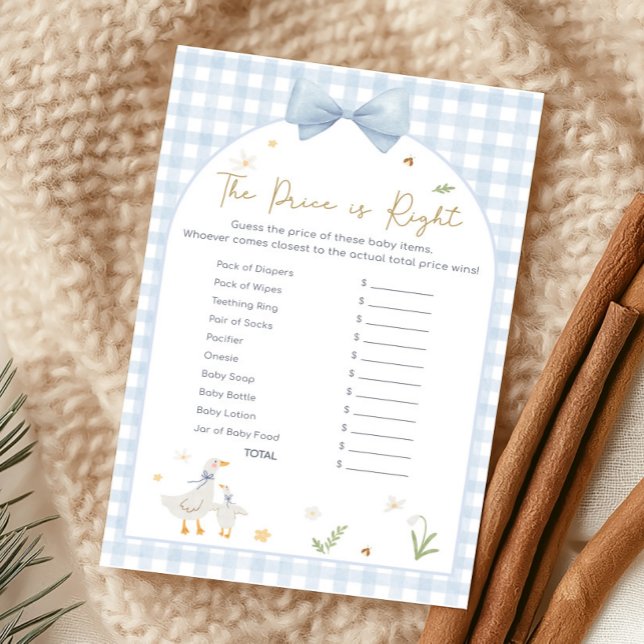 Papier Blue Gingham Silly Goose Baby Shower Price Game (silly Goose Baby Shower Game)