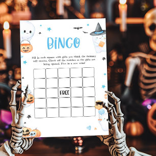 Papier Blue Halloween Little Boo Baby shower Bingo Jeu