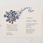 Papier Blue Heart Tree on Ivory Wedding Program (Devant / Derrière)