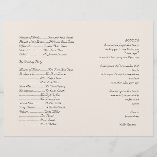 Papier Blue Heart Tree on Ivory Wedding Program (Dos)