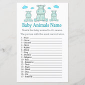 Papier Blue Hippo Baby Animaux Nom Jeu (Devant)