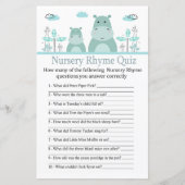 Papier Blue Hippo Nursery Rhyme Quiz jeu de baby shower (Devant)