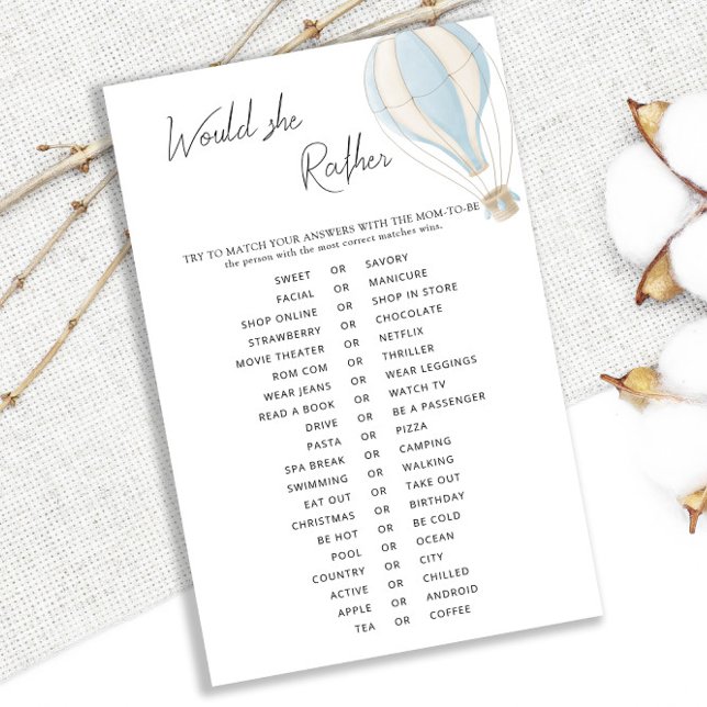 Papier Blue Hot Air Ballotte Baby shower Plairait-elle (Créateur téléchargé)