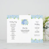 Papier Blue Hydrangea Botanical Mariage Ordre de service (Debout devant)