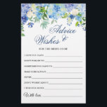 Papier Blue Hydrangea Fête des mariées Wings & Advice Car<br><div class="desc">Carte de voeux et de conseil Blue Hydrangea. Personnalisez avec la mariée le nom et la date de la douche. Pour plus de personnalisation,  cliquez sur le lien "customiser plus loin". Si vous avez besoin d'aide,  contactez-moi s'il vous plaît.</div>