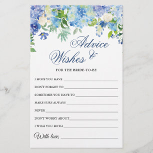 Papier Blue Hydrangea Fête des mariées Wings & Advice Car