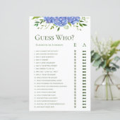 Papier Blue Hydrangeas Floral Aquarelle Devinez Qui Jouer (Debout devant)