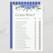 Papier Blue Hydrangeas Floral Aquarelle Devinez Qui Jouer (Devant / Derrière)