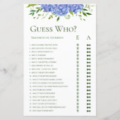 Papier Blue Hydrangeas Floral Aquarelle Devinez Qui Jouer (Devant)