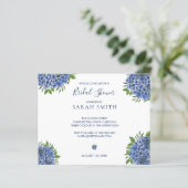 Papier Blue Hydrangeas Invitation à la douche nuptiale (Debout devant)
