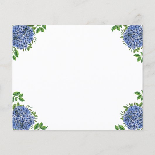 Papier Blue Hydrangeas Invitation à la douche nuptiale (Dos)