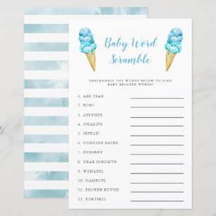 Papier Blue Ice Cream Baby Word Scramble Jeu