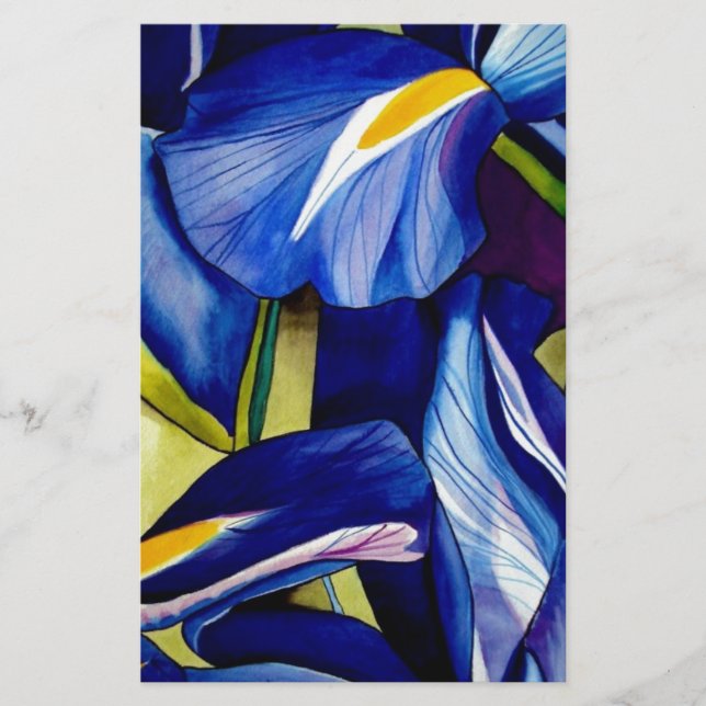 Papier Blue Iris fleurs d'aquarelle d'art (Devant)
