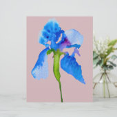 Papier Blue Iris moderne aquarelle florale art (Debout devant)