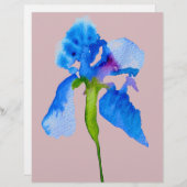 Papier Blue Iris moderne aquarelle florale art (Devant / Derrière)