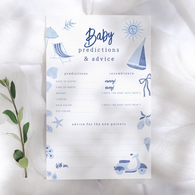 Papier Blue Italian Summer Baby Predictions & Advice Game (Créateur téléchargé)