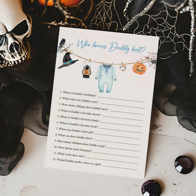Papier Blue Little Boo Halloween Qui connaît Daddy Best G (Halloween Baby Clothes Baby Shower Who knows Daddy Best Game)