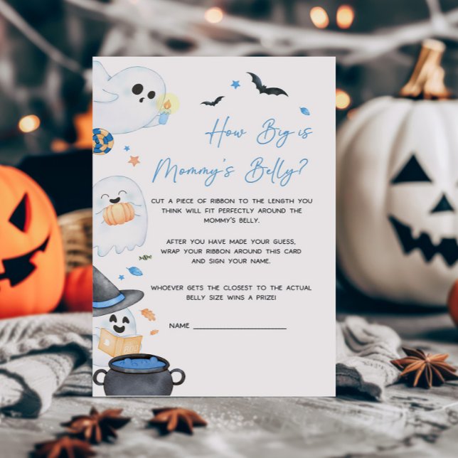 Papier Blue Little Boo How Big is Mommy's Belly Jeu (Blue Little Boo Baby Shower How Big is Mommy's Belly Game)