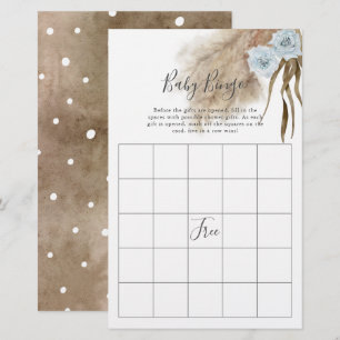Papier Blue Pampas Grass Baby shower Bingo Jeu