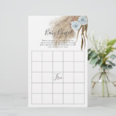 Papier Blue Pampas Grass Baby shower Bingo Jeu (Debout devant)