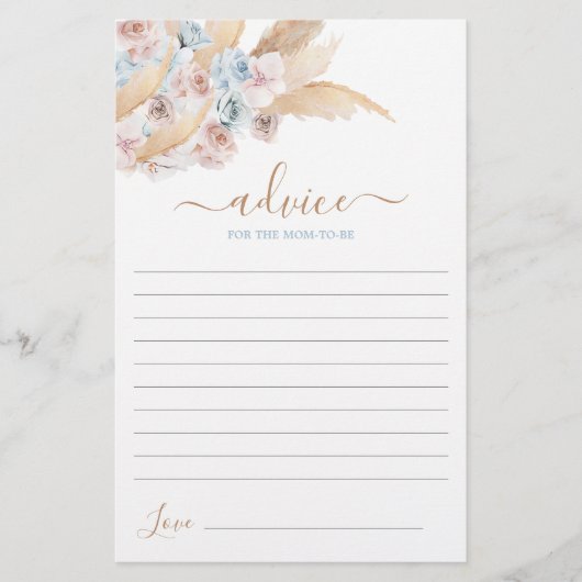 Papier Blue Pampas Grass Conseils pour la maman à être ca (Devant)