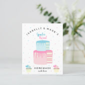Papier Blue Pink Cake Genre Revela Party Invitation (Debout devant)