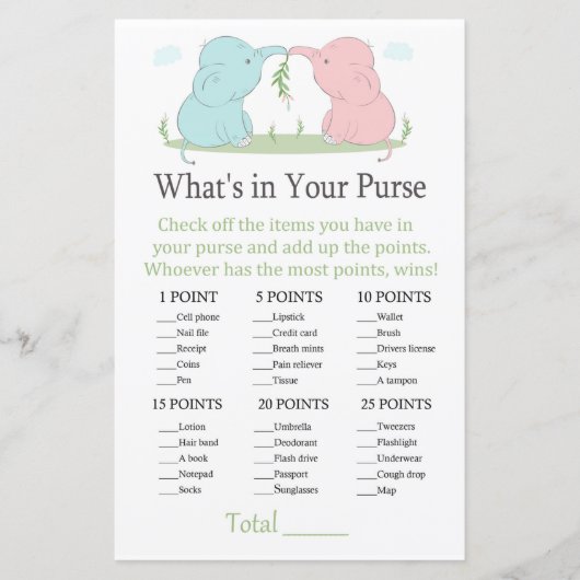 Papier Blue Pink Elephant Ce qui est dans votre jeu de sa (Devant)