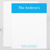 Papier Blue Plain Simple Stationary Paper (Devant / Derrière)