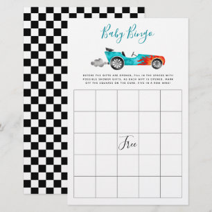 Papier Blue Race Car Baby shower Bingo Jeu