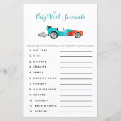 Papier Blue Race Car Baby Word Scramble Jeu (Devant)