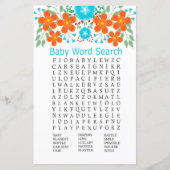 Papier Blue Red Flowers Baby shower Word Recherche Jeu (Devant)