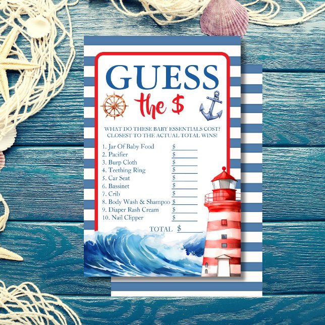 Papier Blue Red Nautical Ahoy Devinez le jeu de prix (Créateur téléchargé)