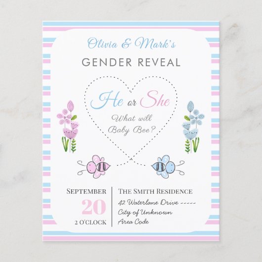 Papier Blue rose Bumble Abeille Amour Coeur Genre Révélat (Devant)