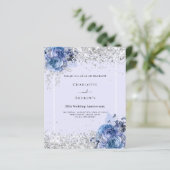 Papier Blue rose lavande argent 25e faire-part de mariage (Debout devant)