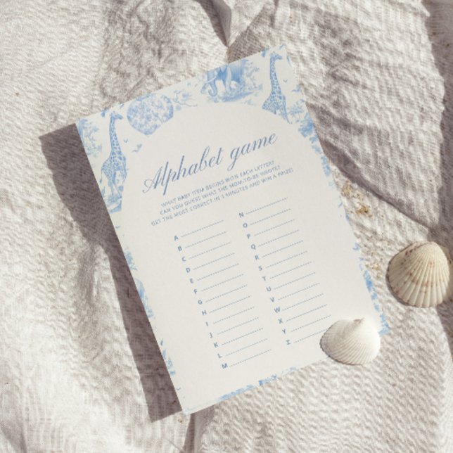 Papier Blue Safari Toile de Jouy Alphabet Games (Créateur téléchargé)