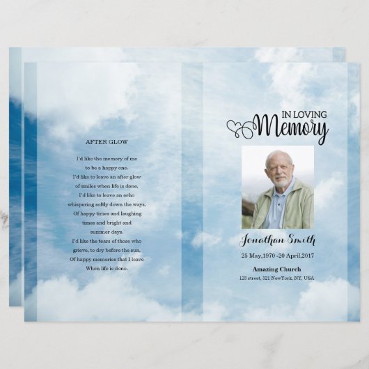 Papier Blue sky Funeral Program template (Devant / Derrière)