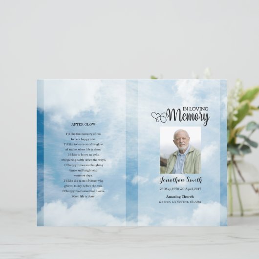 Papier Blue sky Funeral Program template (Debout devant)