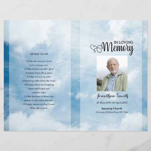 Papier Blue sky Funeral Program template (Devant)