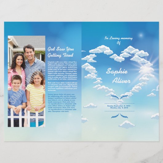 Papier Blue Skyer Funeral Program Template (Devant)