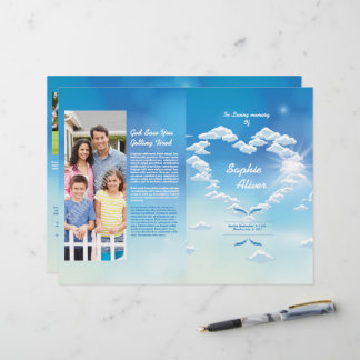 Papier Blue Skyer Funeral Program Template