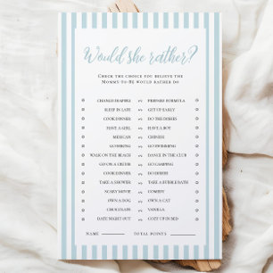 Papier Blue Stripes Baby shower Voudrait-Elle Plutôt