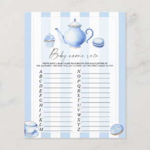 Papier Blue tea party - Baby name race jeu