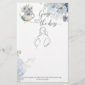 Papier Blue Tea party floral Devinez la robe jeu de marié (Devant)