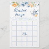 Papier Blue Tea Party Floral Fête des mariées Bingo Jeu (Devant)