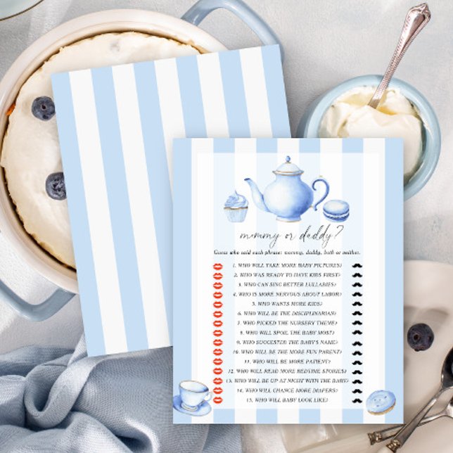 Papier Blue tea party - jeu de baby shower maman ou papa (Créateur téléchargé)