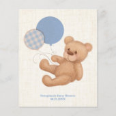 Papier Blue Teddy Bear Baby shower Bingo Jeu (Dos)