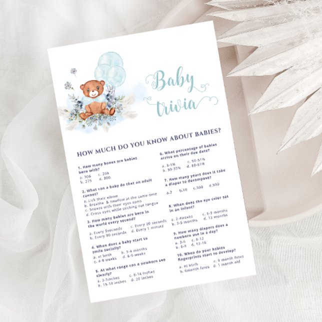 Papier Blue Teddy Bear Balloons Bearly Wait Trivia jeu (Créateur téléchargé)