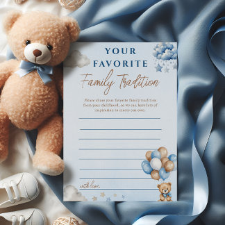 Papier Blue Teddy Bear Balloons Family Tradition Card